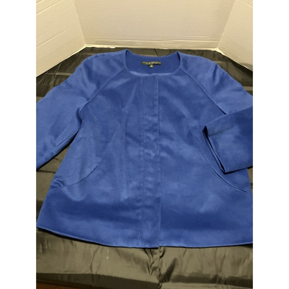 Vtg NWOT Blue Harve Benard Elements Velvet Zip Feminine Business Jacket Blazer